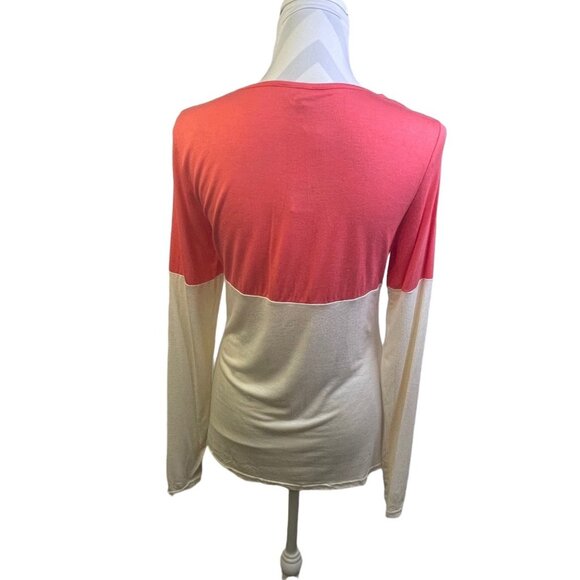 Pixley Stitch Fix Matata Faux Suede Pocket Knit Top Small Coral Ivory Brown - Picture 4 of 8